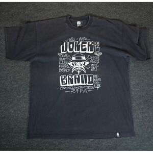 Vtg Joker Brand Black Grand Graphic T Shirt Cotton Crew Neck Chicano Size XXL